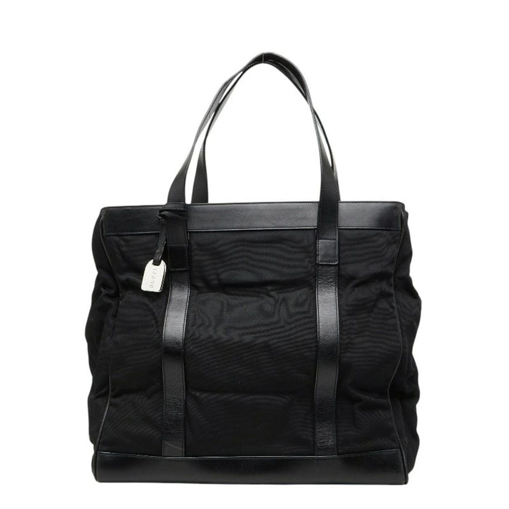 Gucci handbag tote bag black canvas leather